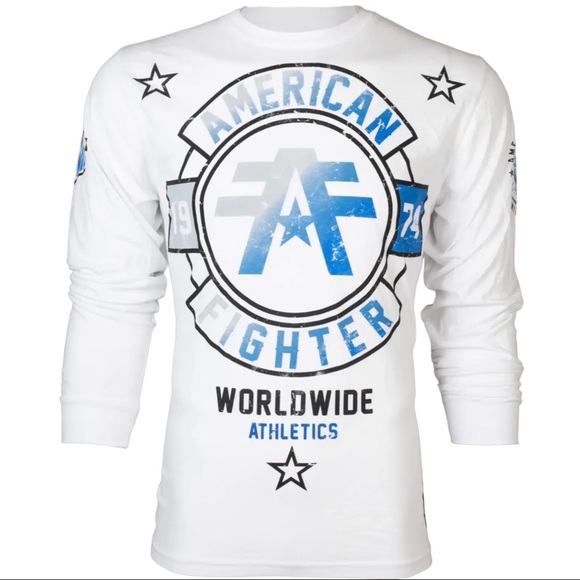 American Fighter Mens Long Sleeve Shirt SILVER LAKE White Athletic S-3XL - Picture 1 of 10